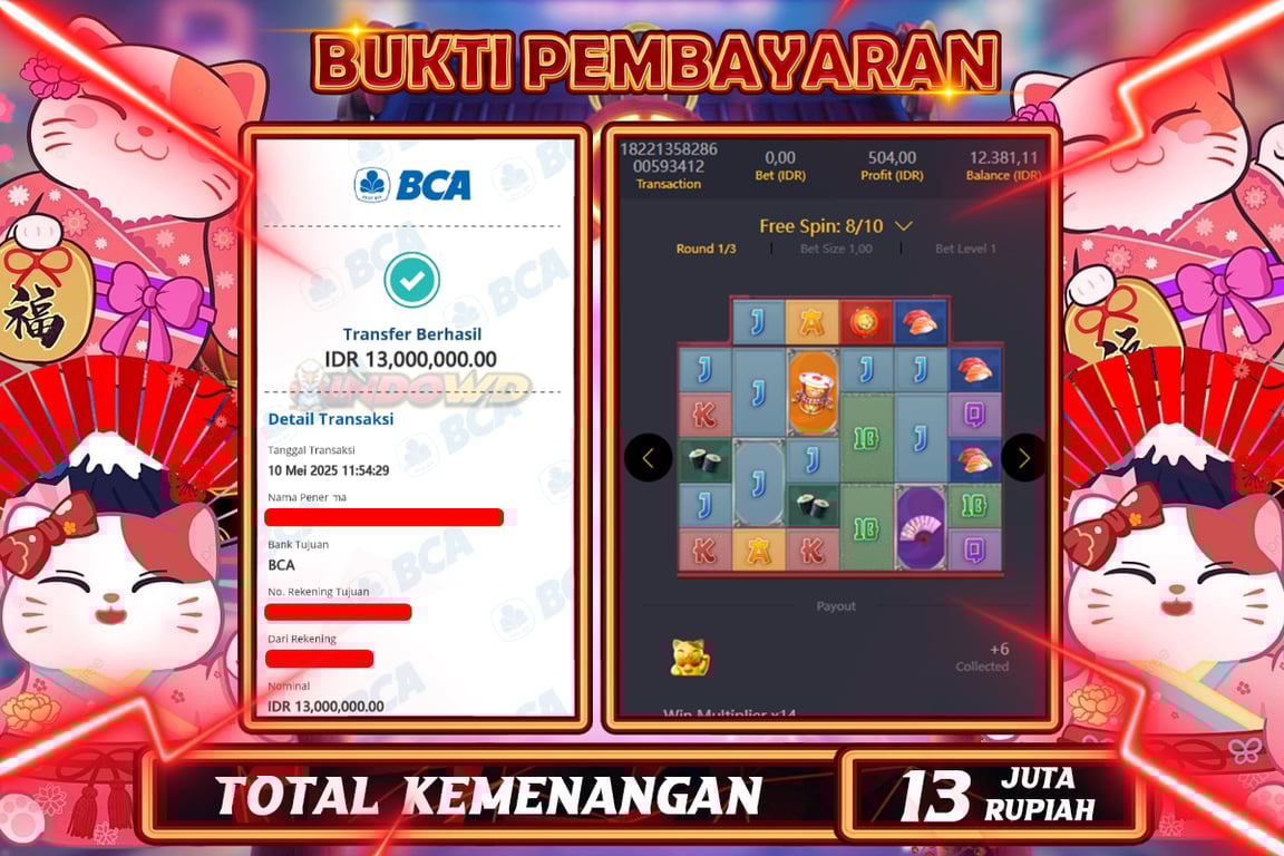 INDOWD JACKPOT SLOT LUCKY NEKO Rp13.000.000,- LUNAS