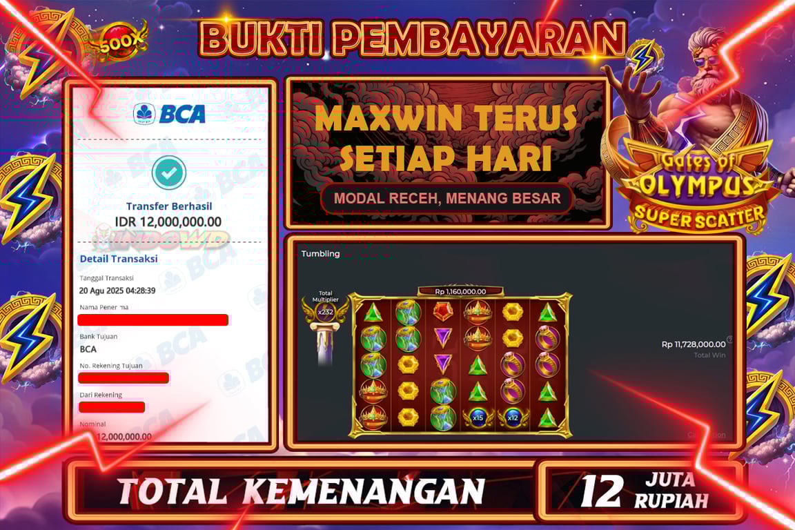 INDOWD JACKPOT SLOT GATES OF OLYMPUS SUPER Rp12.000.000,- LUNAS