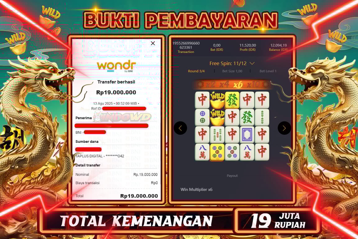 INDOWD JACKPOT SLOT MAHJONG WAYS 2 Rp19.000.000,- LUNAS