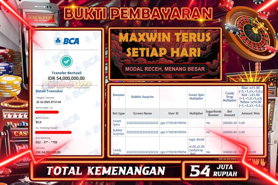 INDOWD JACKPOT SLOT BACARAT Rp54.000.000,- LUNAS