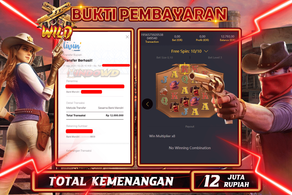 INDOWD JACKPOT SLOT WILD BOUNTY Rp.12.000.000,- LUNAS