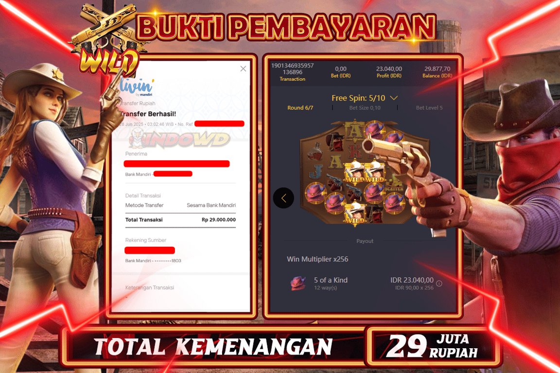 INDOWD JACKPOT SLOT WILD BOUNTY Rp29.000.000,- LUNAS