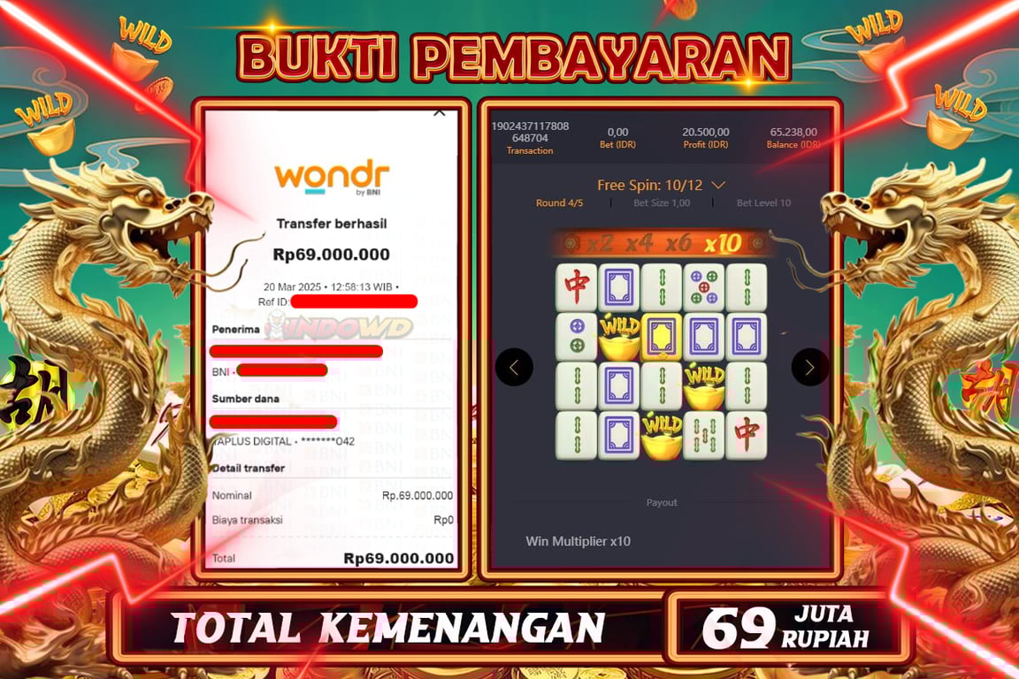 INDOWD JACKPOT SLOT MAHJONG WAYS 2 Rp.69.000.000,- LUNAS