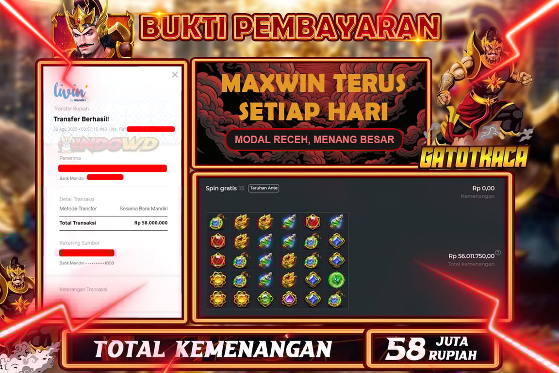 INDOWD JACKPOT SLOT GATES OF GATOT KACA Rp58.000.000,- LUNAS