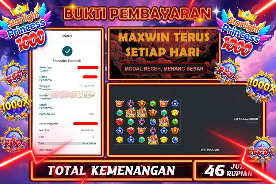 INDOWD JACKPOT SLOT STARLIGHT PRINCES 1000 Rp46.000.000,- LUNAS