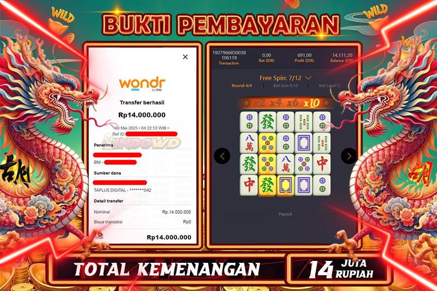 INDOWD JACKPOT SLOT MAHJONG WAYS 2 Rp14.000.000,- LUNAS