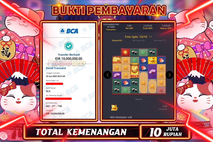INDOWD JACKPOT SLOT LUCKY NEKO Rp10.000.000,- LUNAS