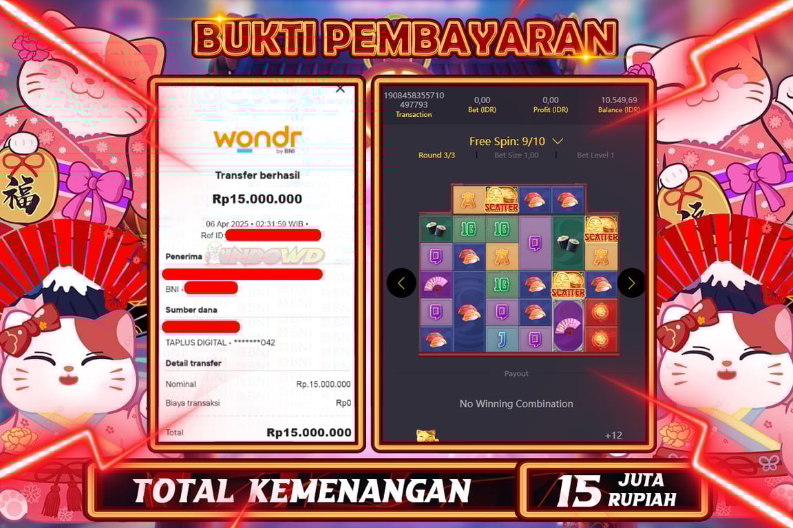 INDOWD JACKPOT SLOT LUCKY NEKO Rp15.000.000,- LUNAS
