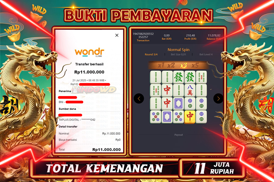 INDOWD JACKPOT SLOT MAHJONG WAYS 2 Rp11000.000,- LUNAS