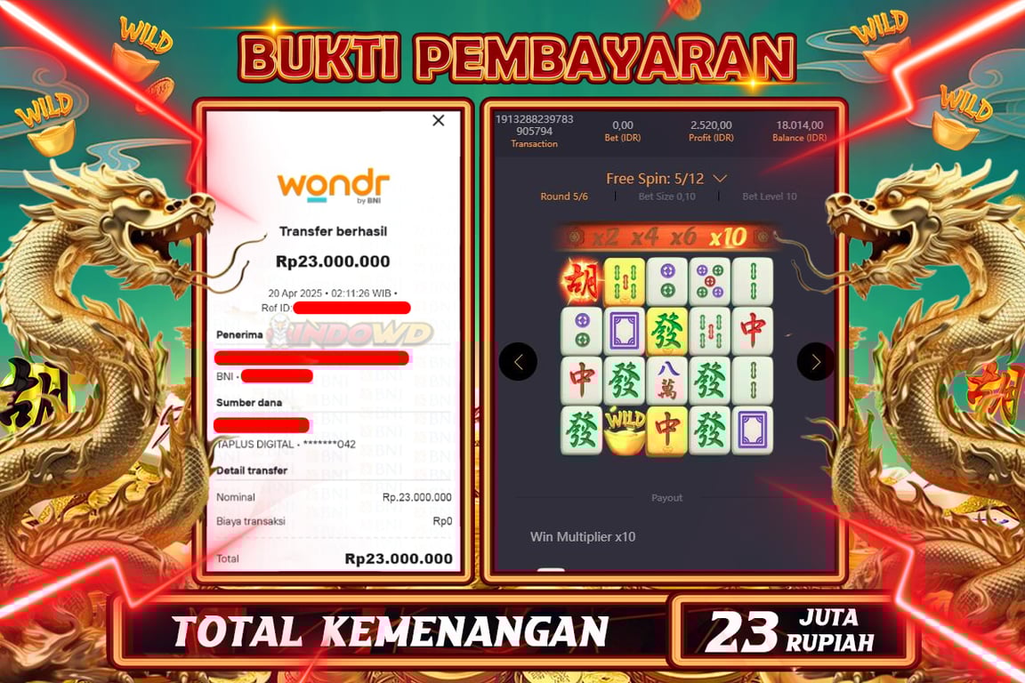 INDOWD JACKPOT SLOT MAHJONG WAYS 2 Rp23.000.000,- LUNAS