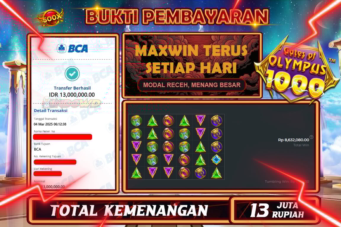 INDOWD JACKPOT SLOT GATES OF OLYMPUS 1000 Rp13.000.000,- LUNAS