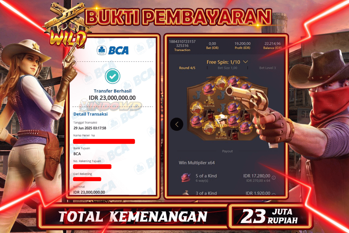 INDOWD JACKPOT SLOT WILD BOUNTY Rp23.000.000,- LUNAS