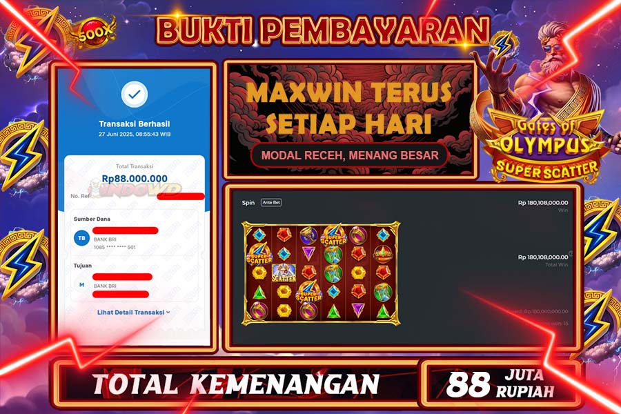 INDOWD JACKPOT SLOT GATES OF OLYMPUS SUPER Rp88.000.000,- LUNAS