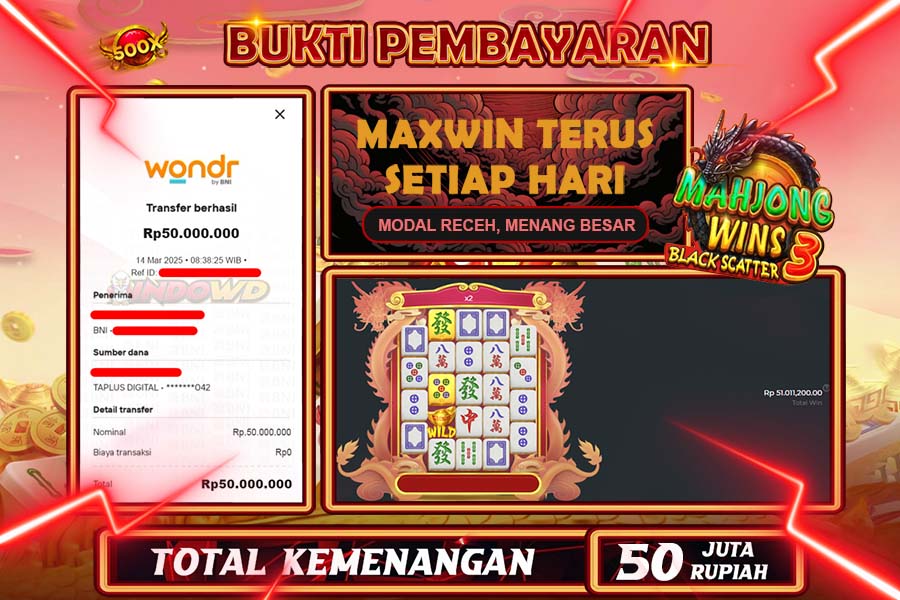 INDOWD JACKPOT SLOT MAHJONG WINS 3 BLACK SCATTER  Rp50.000.000,- LUNAS