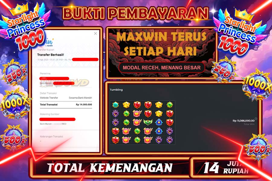 INDOWD JACKPOT SLOT STARLIGHT PRINCES 1000 Rp14.000.000,- LUNAS
