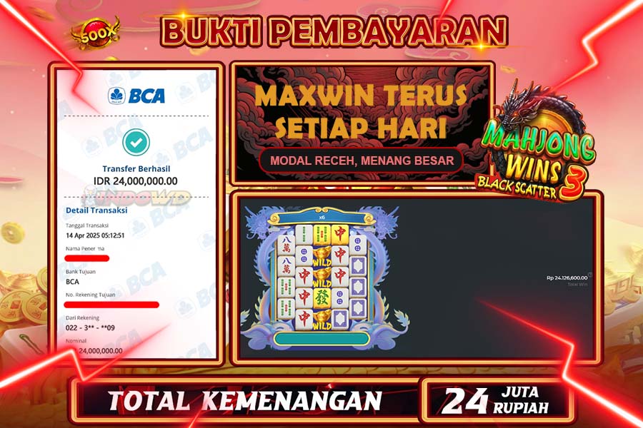 INDOWD JACKPOT SLOT MAHJONG WINS 3 BLACK SCATTER Rp24.000.000,- LUNAS