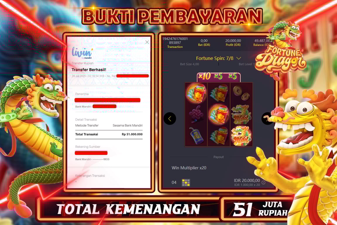 INDOWD JACKPOT SLOT FORTUNE DRAGON Rp51.000.000,- LUNAS