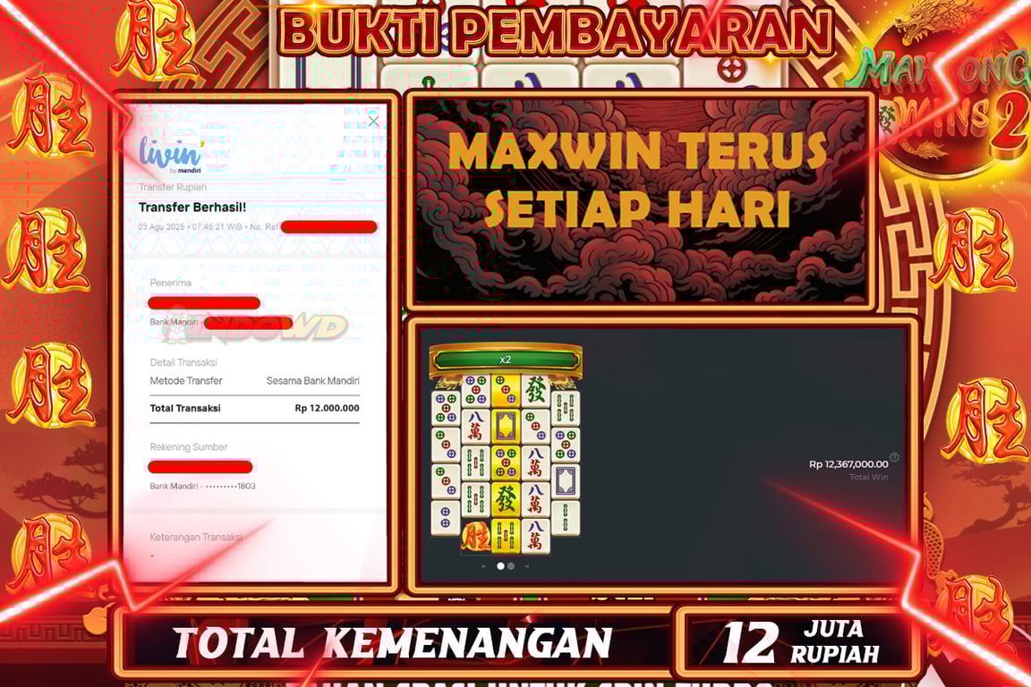 INDOWD JACKPOT SLOT MAHJONG WINS 2 Rp12.000.000,- LUNAS