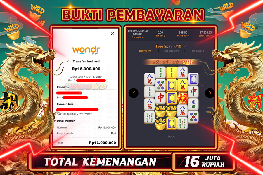 INDOWD JACKPOT SLOT MAHJONG WAYS 2 Rp16.900.000,- LUNAS