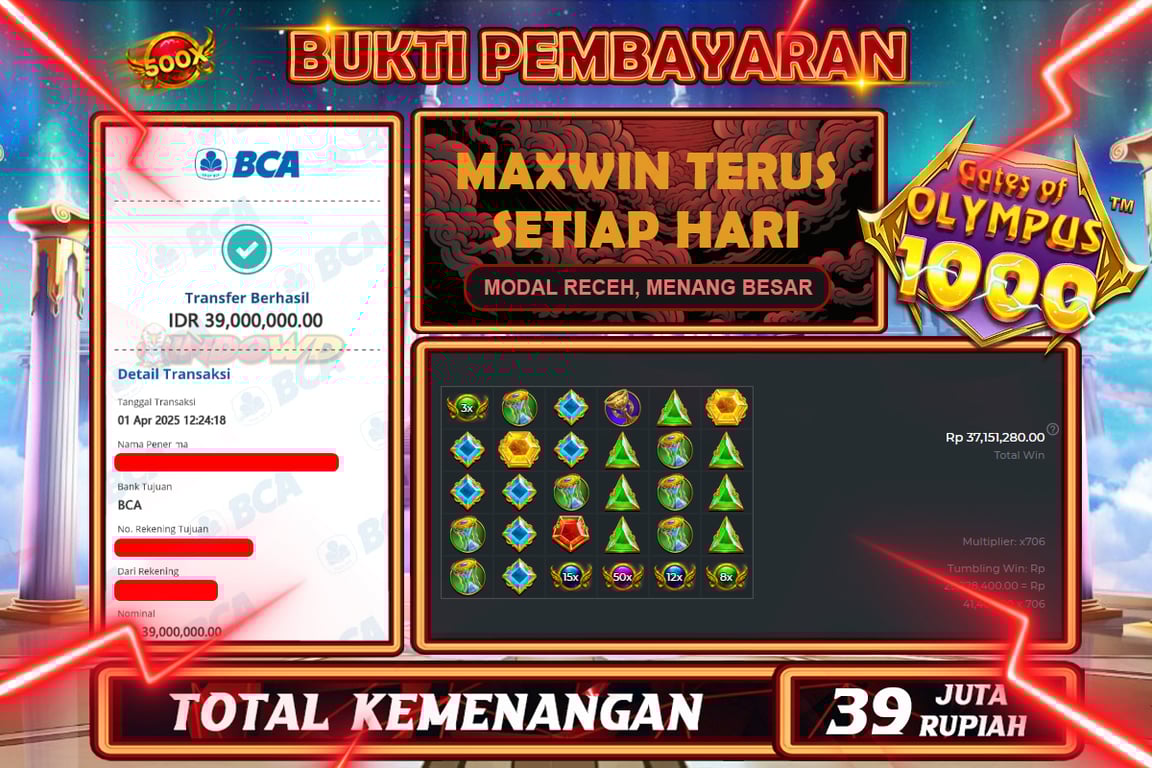 INDOWD JACKPOT SLOT GATES OF OLYMPUS 1000 Rp39.000.000,- LUNAS