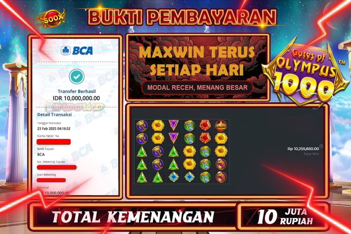 INDOWD JACKPOT SLOT GATES OF OLYMPUS 1000 Rp10.000.000,- LUNAS