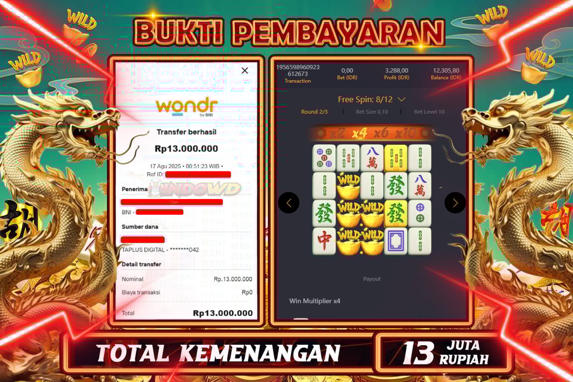 INDOWD JACKPOT SLOT MAHJONG WAYS 2 Rp.13.000.000,- LUNAS