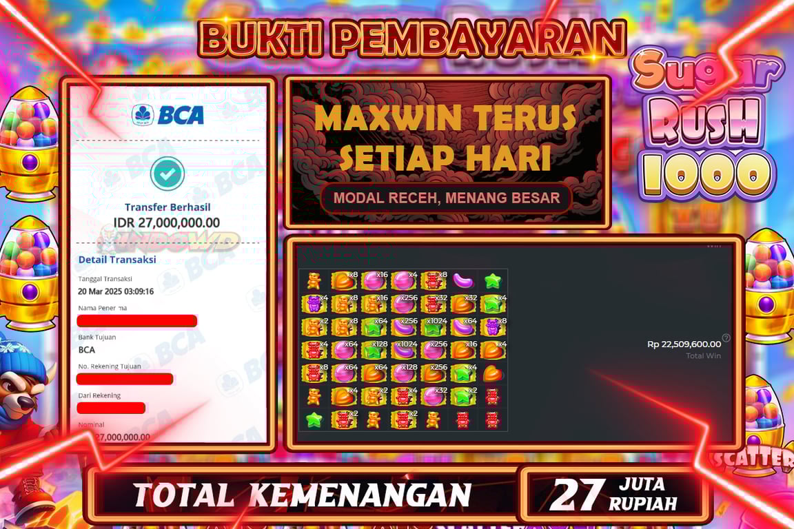 INDOWD JACKPOT SLOT SWEET BONANZA 1000  Rp.27.000.000,- LUNAS