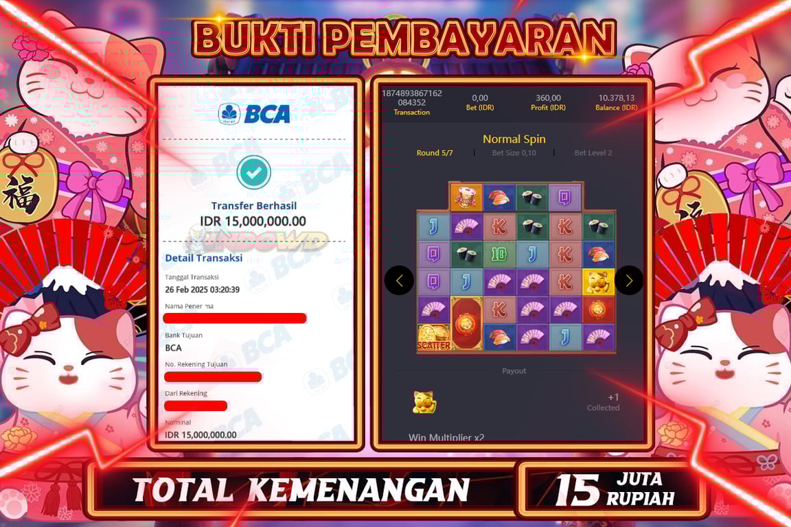 INDOWD JACKPOT SLOT LUCKY NEKO Rp15.000.000,- LUNAS