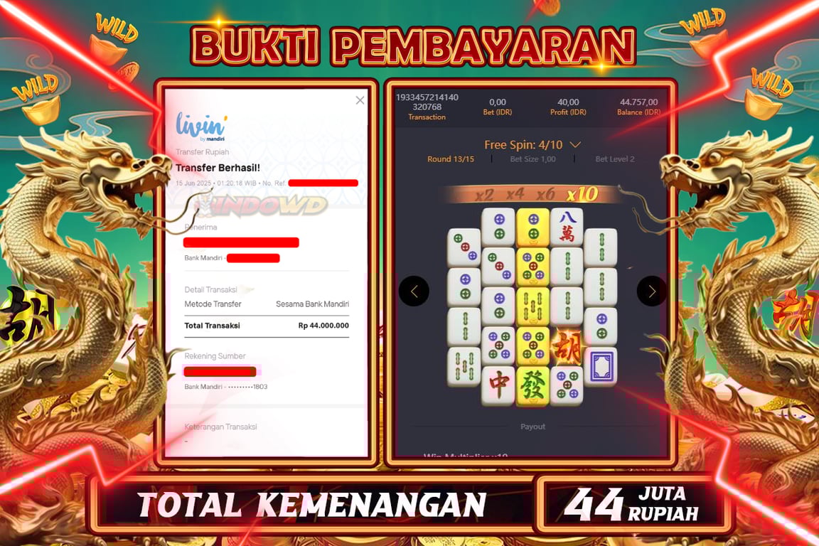 INDOWD JACKPOT SLOT MAHJONG WAYS 2 Rp44.000.000,- LUNAS