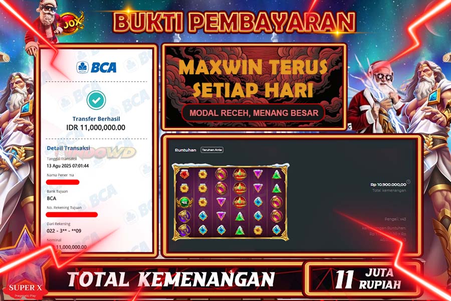 INDOWD JACKPOT SLOT GATES OF OLYMPUS SUPER Rp11.000.000,- LUNAS