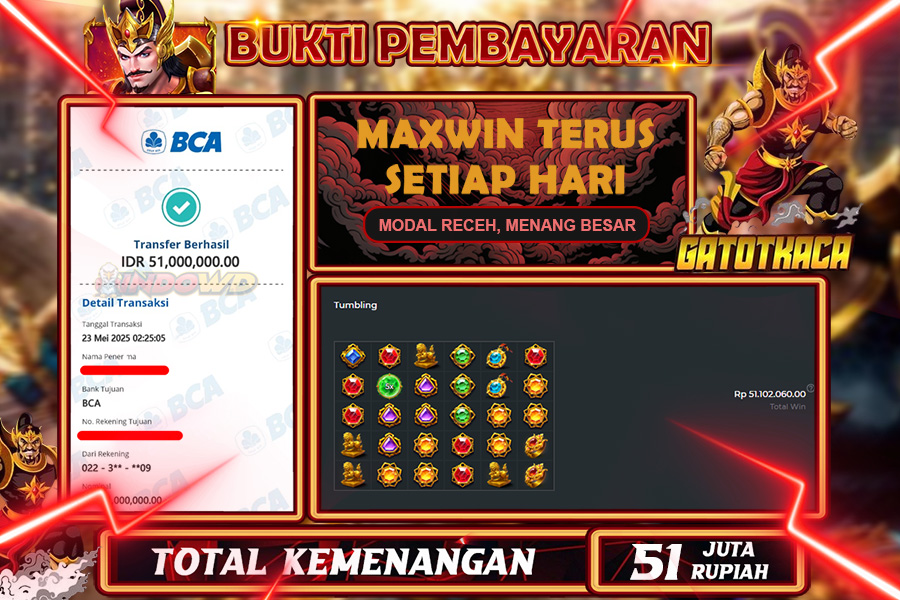 INDOWD JACKPOT SLOT GATES OF GATOT KACA 1000 Rp51.000.000,- LUNAS