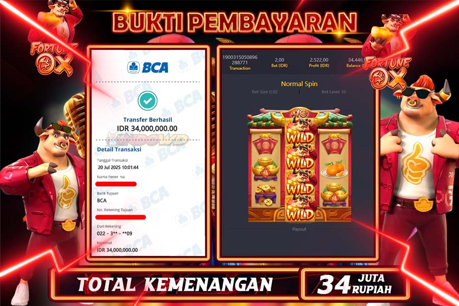INDOWD JACKPOT SLOT FORTUNE OX Rp34.000.000,- LUNAS