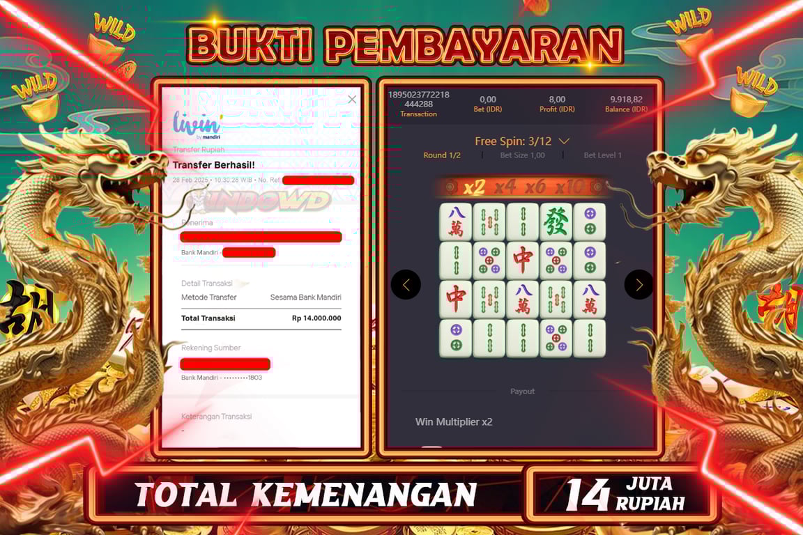 INDOWD JACKPOT SLOT MAHJONG WAYS 2 Rp.14.000.000,- LUNAS