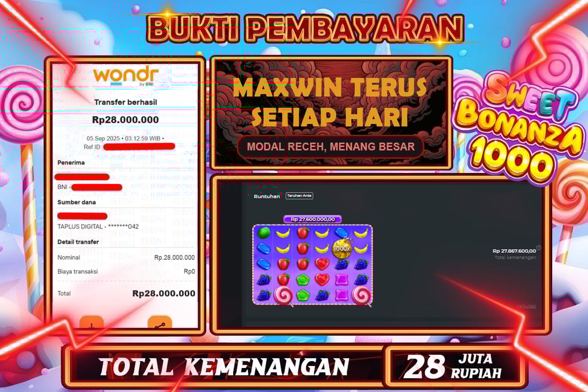 INDOWD JACKPOT SLOT SWEET BONANZA 1000 Rp28.000.000,- LUNAS