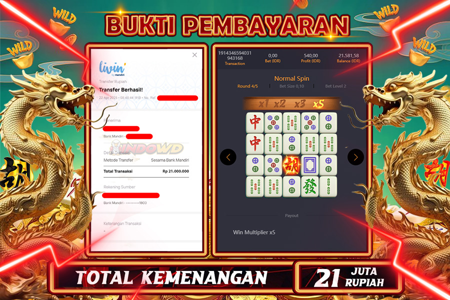INDOWD JACKPOT SLOT MAHJONG WAYS 2 Rp21.000.000,- LUNAS
