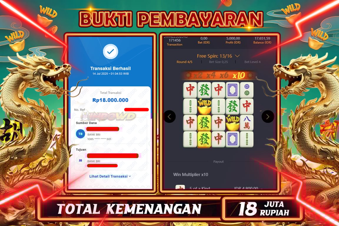 INDOWD JACKPOT SLOT MAHJONG WAYS 2  Rp18.000.000,- LUNAS