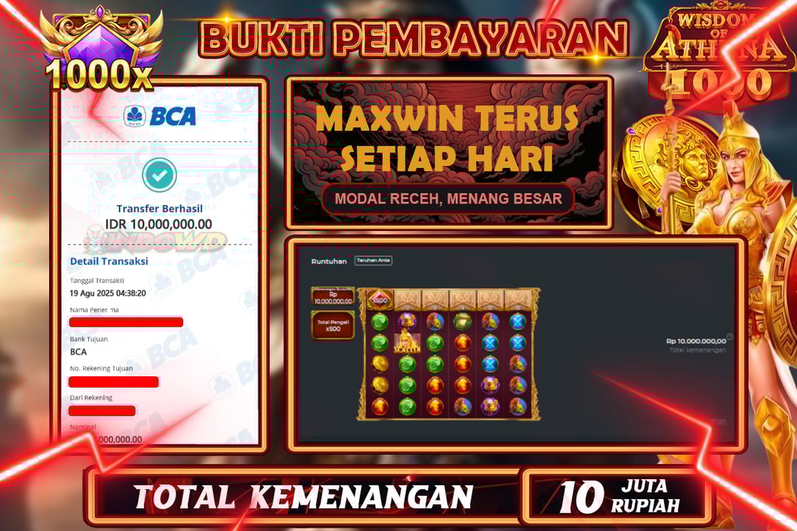 INDOWD JACKPOT SLOT WISDOM OF ATHENA 1000 Rp10.000.000,- LUNAS