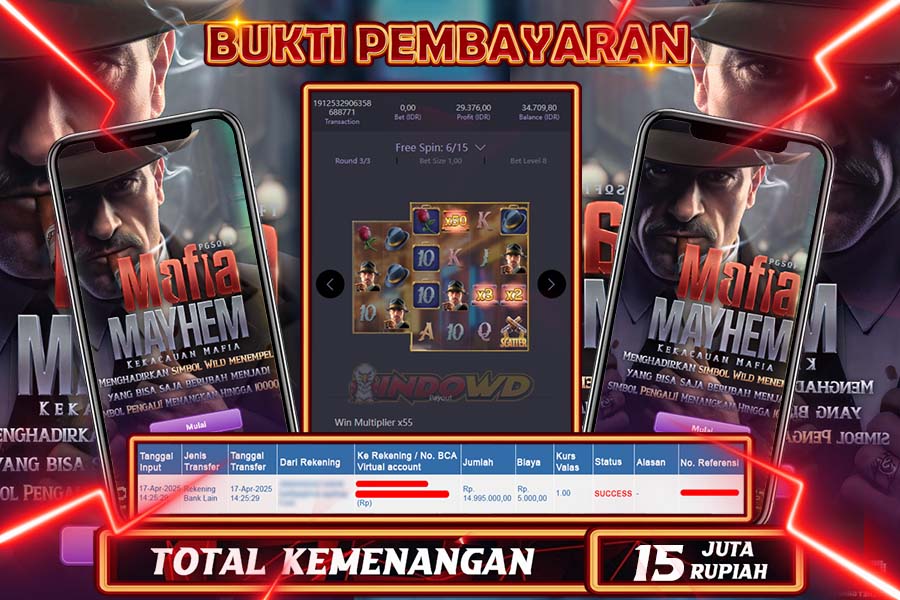 INDOWD JACKPOT SLOT MAFIA MAYHEM Rp15.000.000,- LUNAS