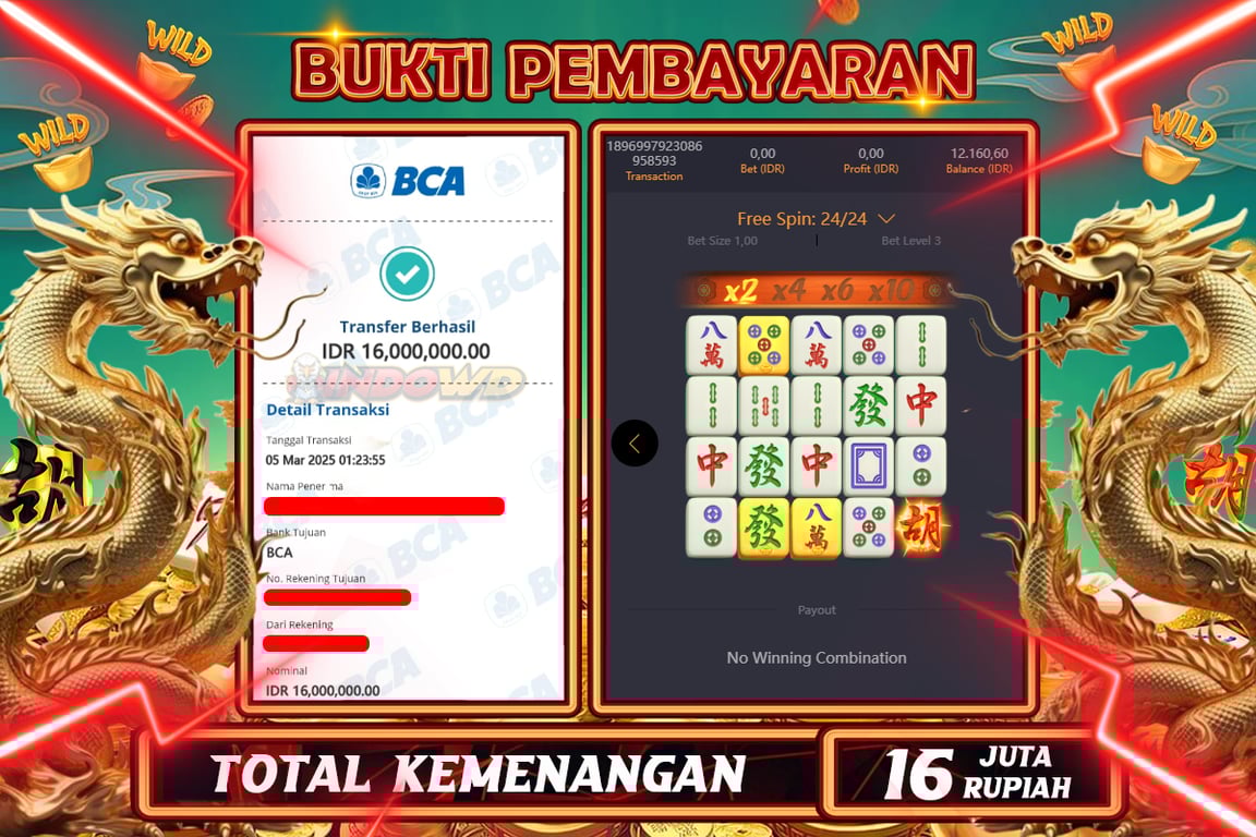 INDOWD JACKPOT SLOT MAHJONG WAYS 2 Rp16.000.000,- LUNAS