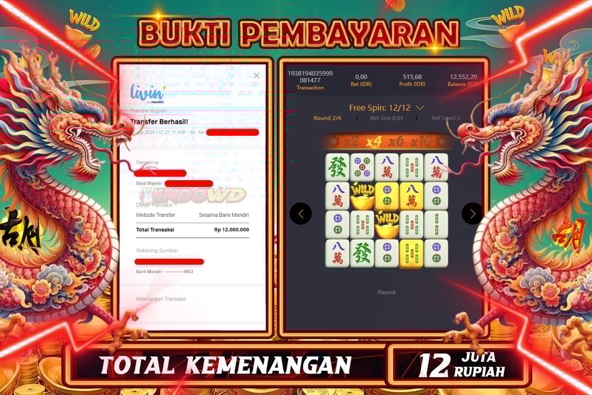 INDOWD JACKPOT SLOT MAHJONG WAYS 2 Rp12.000.000,- LUNAS