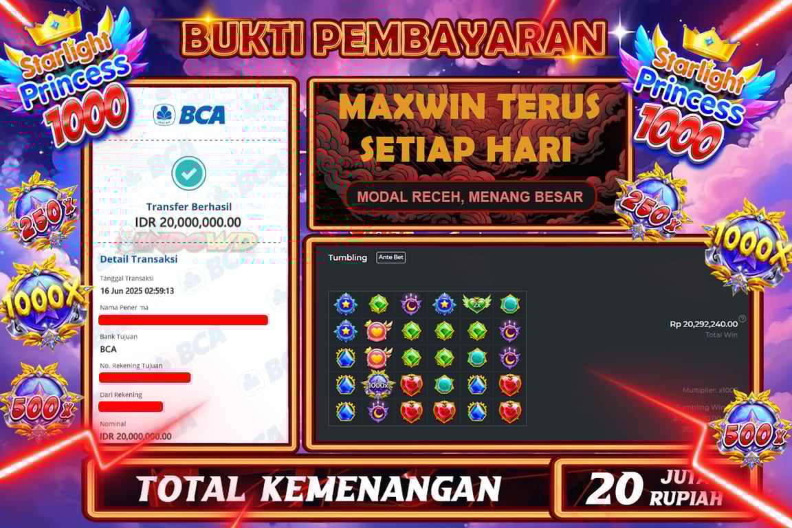 INDOWD JACKPOT SLOT STARLIGHT PRINCESS 1000 Rp20.000.000,- LUNAS