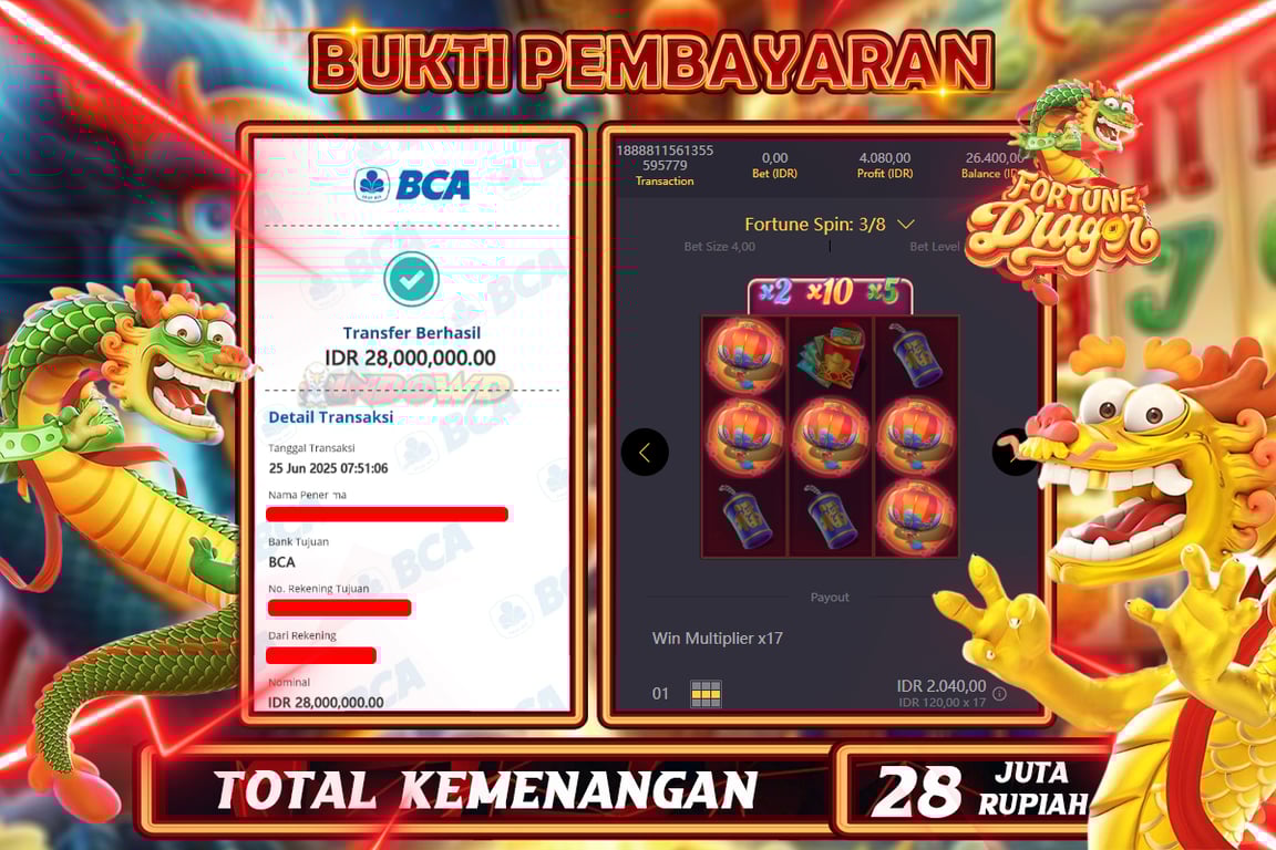 INDOWD JACKPOT SLOT DRAGON FORTUNE Rp28.000.000,- LUNAS