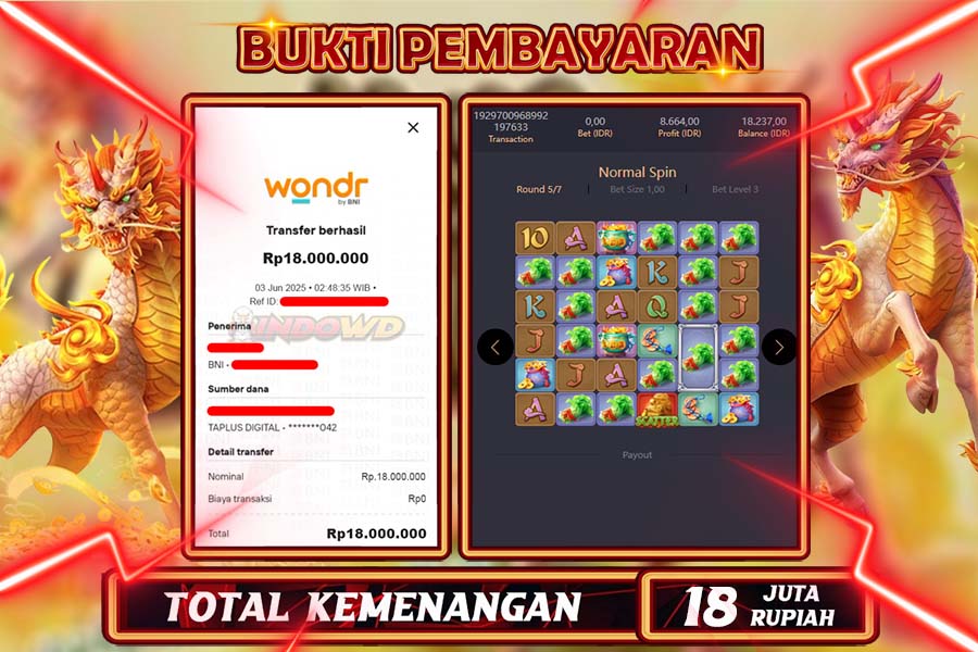 INDOWD JACKPOT SLOT WAYS OF QILIN Rp18.000.000,- LUNAS