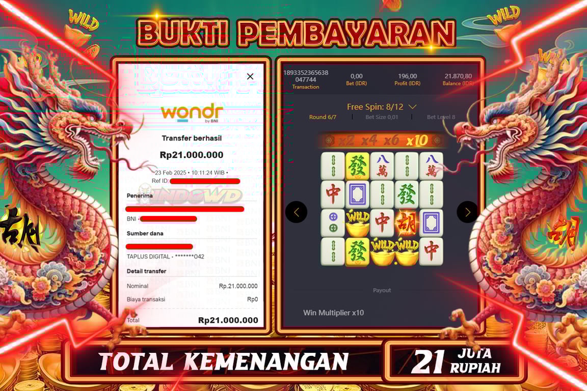 INDOWD JACKPOT SLOT MAHJONG WAYS 2 Rp21.000.000,- LUNAS