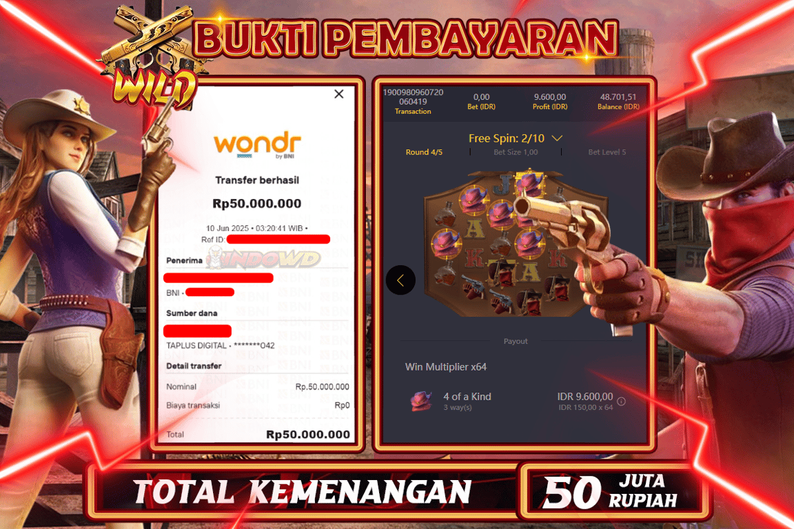 INDOWD JACKPOT SLOT WILD BOUNTY  Rp50.000.000,- LUNAS