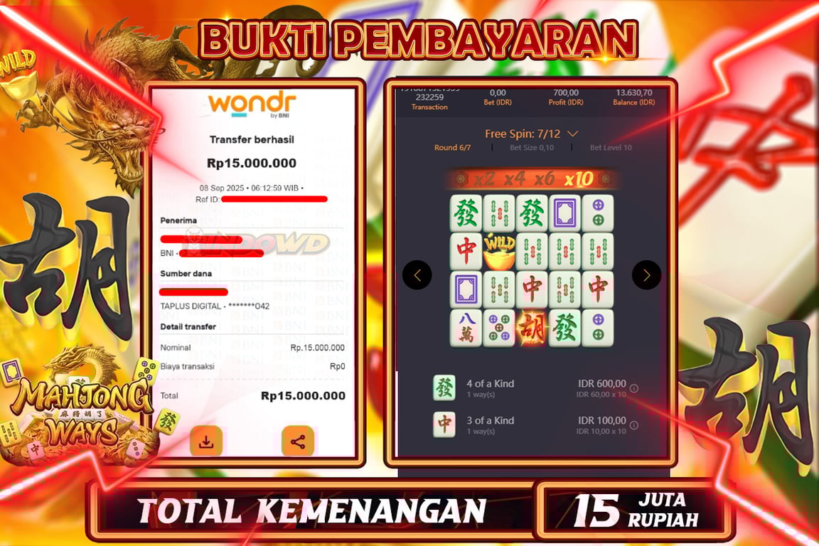 INDOWD JACKPOT SLOT MAHJONG WAYS 1 Rp15.000.000,- LUNAS