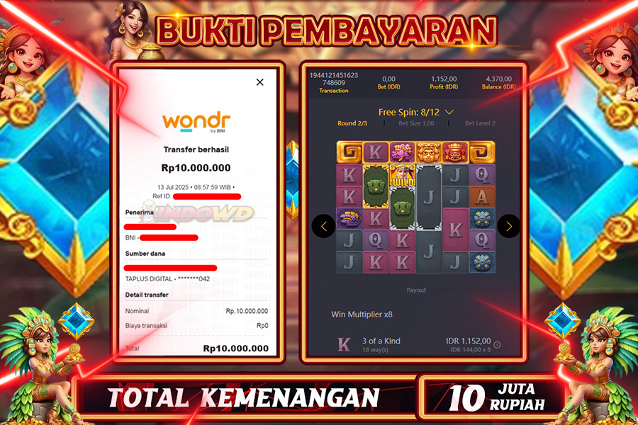 INDOWD JACKPOT SLOT GEMS AZREC Rp10.000.000,- LUNAS