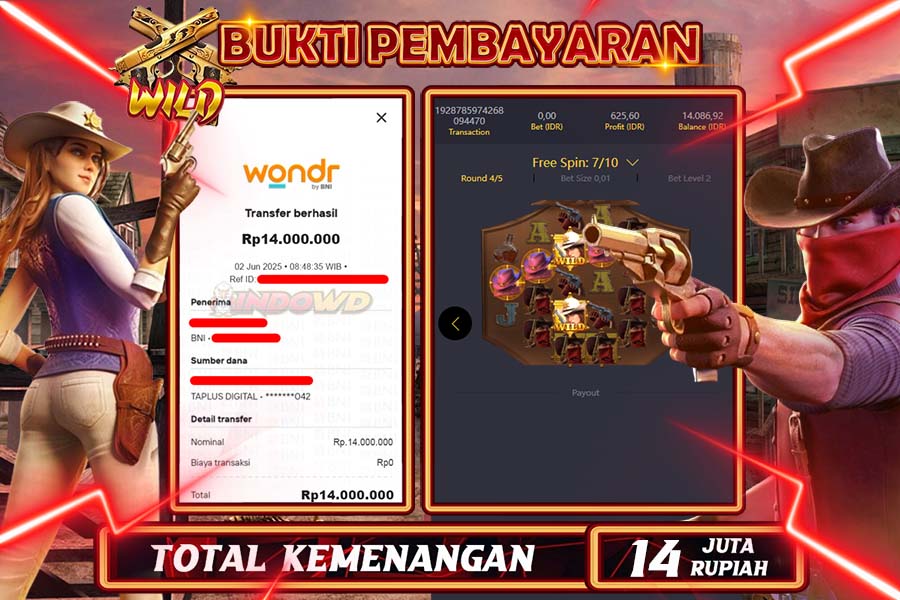 INDOWD JACKPOT SLOT WILD BOUNTY Rp14.000.000,- LUNAS