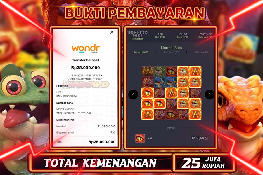 INDOWD JACKPOT SLOT DRAGON HATCH Rp25.000.000,- LUNAS