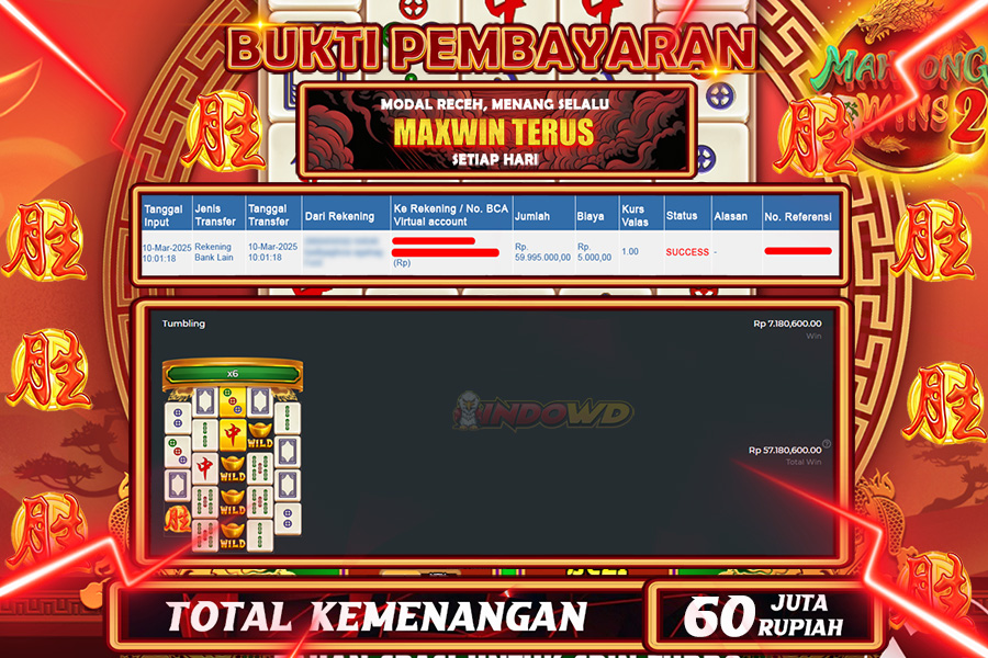 INDOWD JACKPOT SLOT MAHJONG WAYS 2 Rp60.000.000,- LUNAS